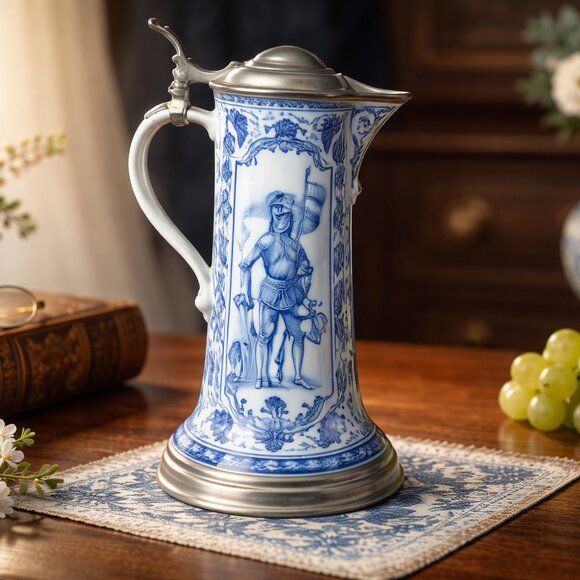 Kaiser Other - Kaiser Echt Kobalt Cobalt Blue Porcelain Pitcher 507 West Germany 9.5”